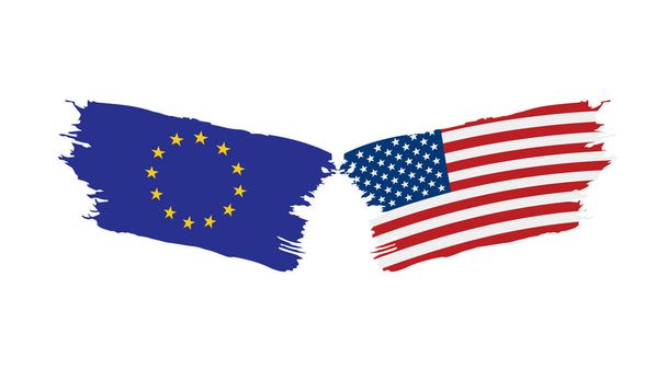 Європейського Союзу й американського прапорів. Векторні ілюстрації. - Вектор, зображення