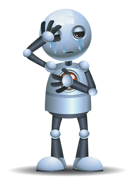 illustration d'une petite émotion de robot en pleurant sur fond blanc isolé
 - Photo, image