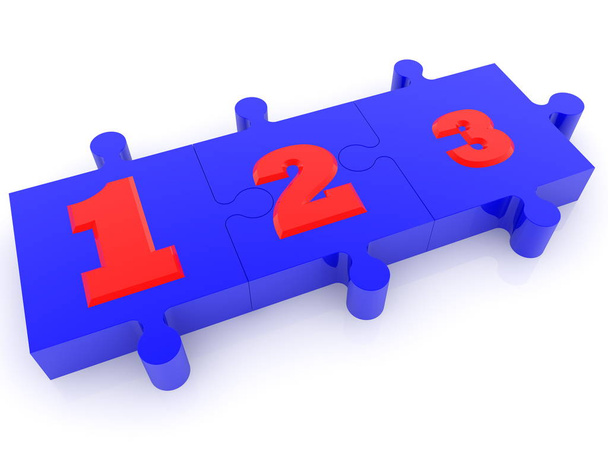 Numeri su pezzi di puzzle blu
 - Foto, immagini