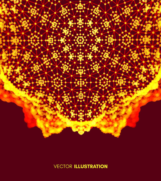 Abstract science or technology background. Graphic design. Network illustration with particle. 3D grid surface. Can be used for wallpaper, presentation, banner and cover. - Vektori, kuva