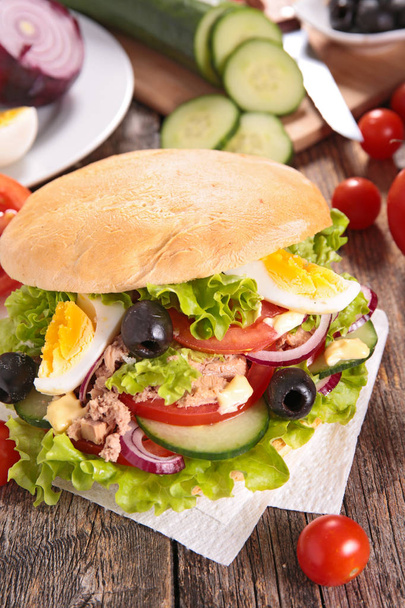 sandwich with vegetable, kebab - Фото, изображение