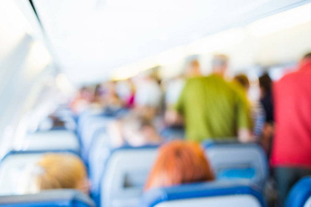 Interior of airplane with passengers. - Photo, Image