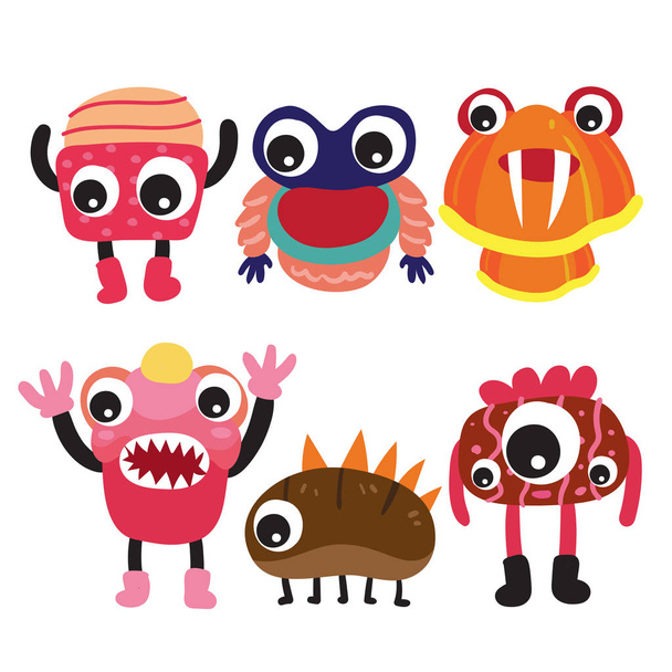 monster character collection design, monster vector collection design - Vector, afbeelding