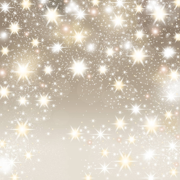 Abstract Happy Holidays background with clusters of stars on a dull gold background - Photo, Image