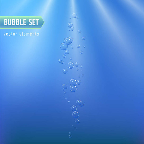 青色の背景の水ベクトル図の下のバブル - ベクター画像