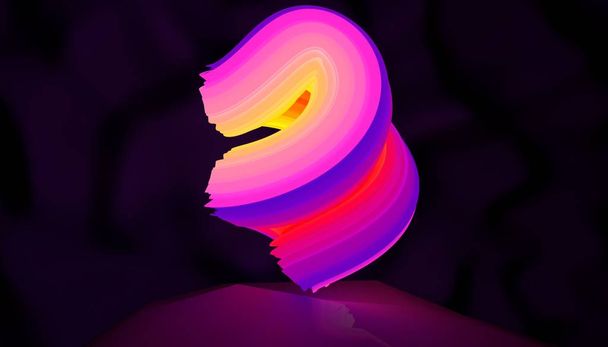 Απεικόνιση ενός αφηρημένου λογότυπο νέον σχήμα περιστροφής. 3D απεικόνιση - Φωτογραφία, εικόνα