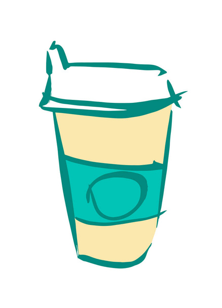 Hand drawn doodle with Cup of coffee. Sketch in sloppy style - Vector, Image