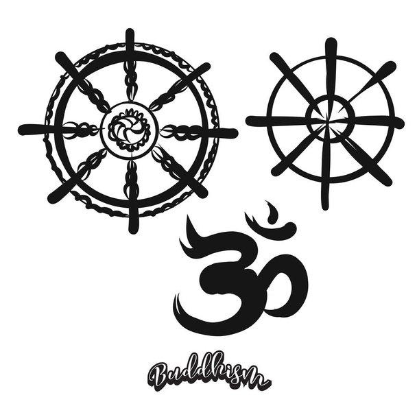 Set of hand-drawn Buddhism symbols - Vector, Image