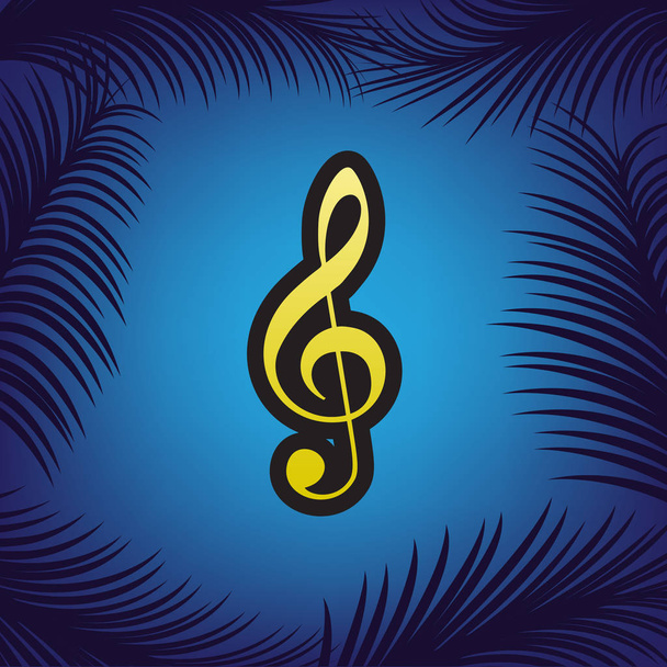 Music violin clef sign. G-clef. Treble clef. Vector. Golden icon - Vector, Image