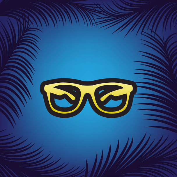 Óculos de sol sinal ilustração. Vector. Ícone dourado com preto con
 - Vetor, Imagem