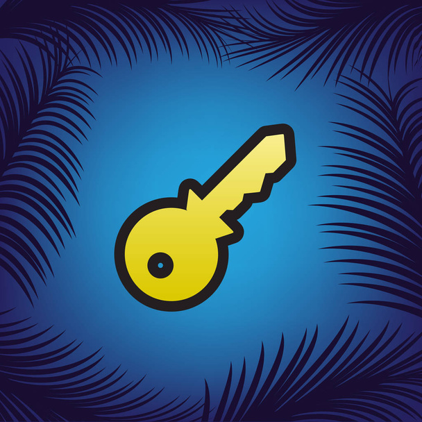 Ilustração do signo chave. Vector. Ícone dourado com contorno preto em
 - Vetor, Imagem