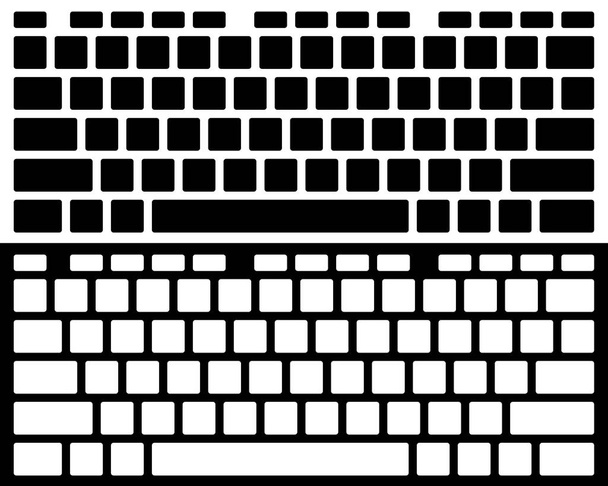Silhouette Computer Keyboard Vector Isolated. Black and White Version. Top View - Vector, Image