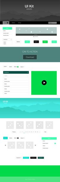 Light Green vector design ui kit with landscape. Web ui kit with abstract gradient hills in its header. This sample is for your tourist website. - Vector, Image