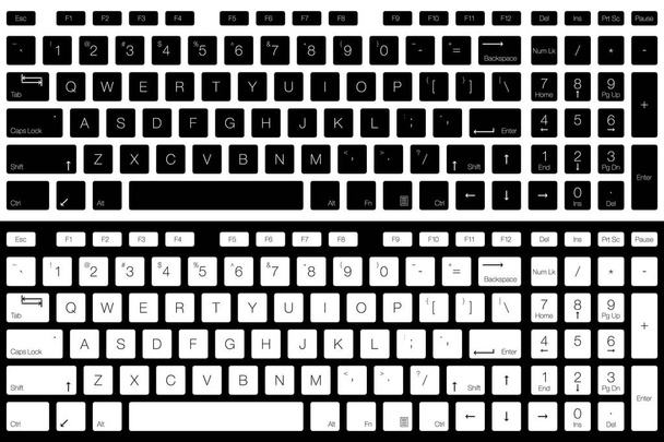コンピューター キーボードのベクトルが分離されました。黒と白のバージョンです。トップ ビュー - ベクター画像