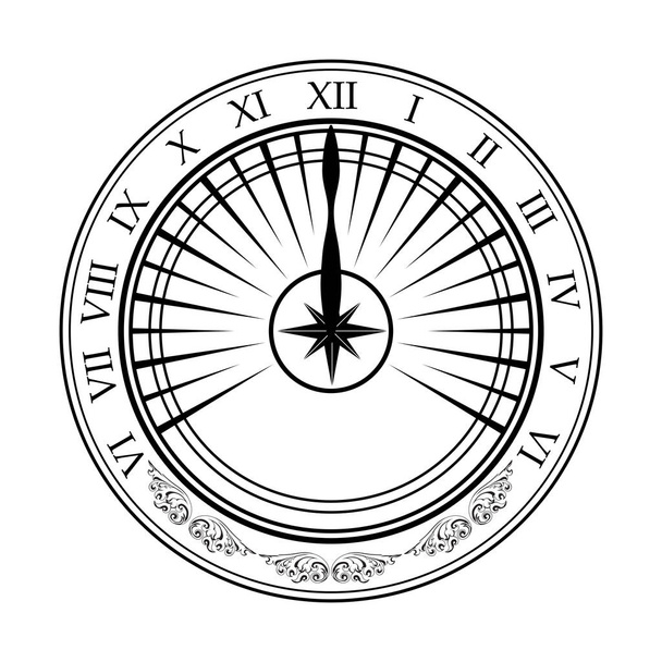 Сонячний годинник білим силует
 - Вектор, зображення