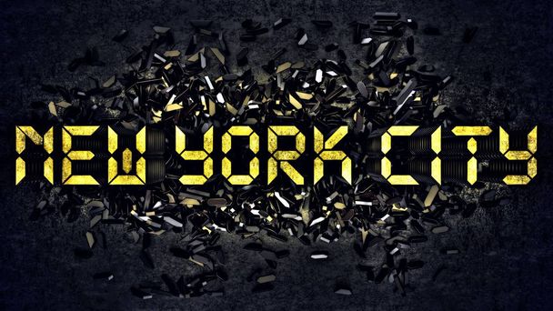 'New York City' geschreven met kleine cijfers van een wekker - Foto, afbeelding
