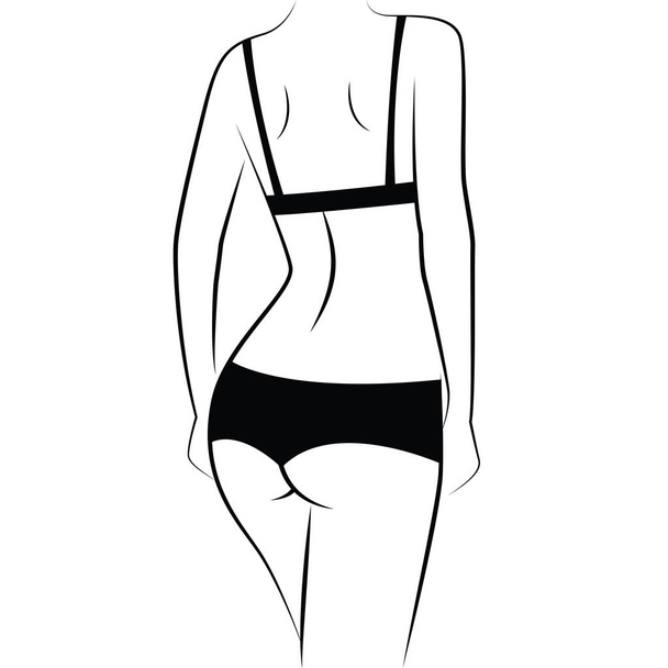 Hermoso y en forma cuerpo femenino espalda
 - Vector, Imagen