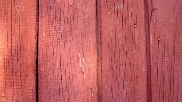 Kırmızı boyalı eski ahşap arka plan doku için yüzey - Video, Çekim