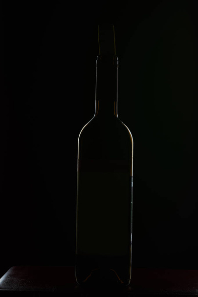 wine glass black background counter light grapes tasting - Foto, Bild