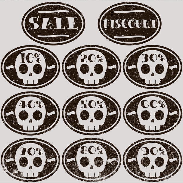 Set of vector sale skull stickers - Vector, Image