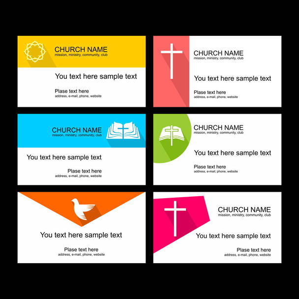 Egy sor névjegykártyák az egyház, a minisztérium küldetés, a klub vagy tábor, kreatív logó használata. - Vektor, kép