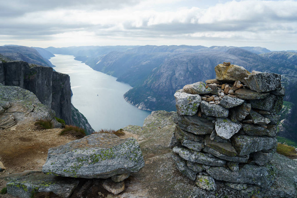 Beautiful fjord in Norway. View from the top - 写真・画像