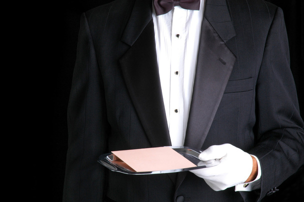 Butler with Tray and Envelope - Foto, afbeelding