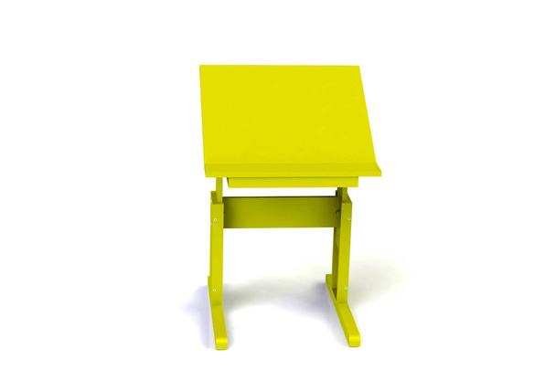 Children's small wooden table. School desk with adjustable height on a white background. Isolated. Render 3d model. - Foto, Bild