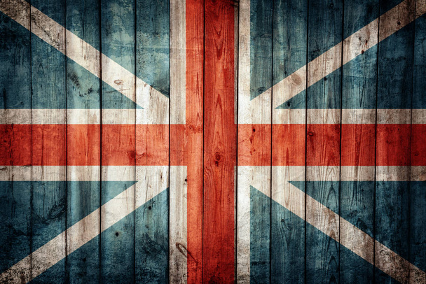Σημαία Αγγλίας ζωγραφισμένη σε παλιό ξύλινο φόντο - Φωτογραφία, εικόνα
