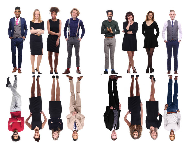 Conjunto de diferentes personas sobre fondo blanco
 - Foto, Imagen