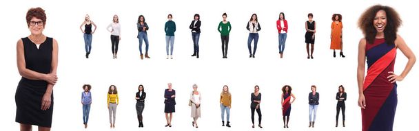 Set of multiracial women of different ages on white background - Photo, Image