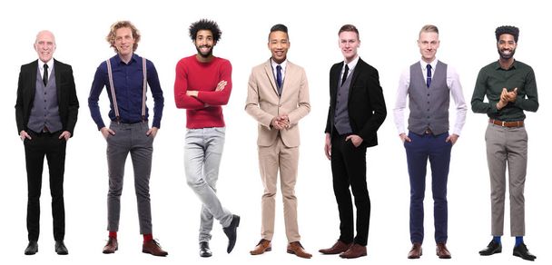 Набор мультиэтнических мужчин на белом фоне
 - Фото, изображение