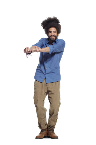 Afro-american man posing on white background - Fotó, kép
