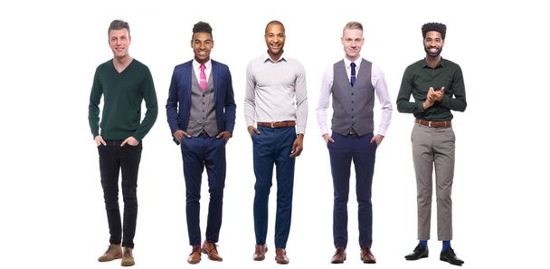 Набір багатоетнічних чоловіків на білому тлі
 - Фото, зображення