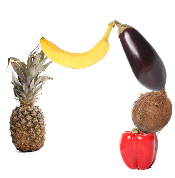 Conjunto de diferentes vegetais e frutas
 - Foto, Imagem