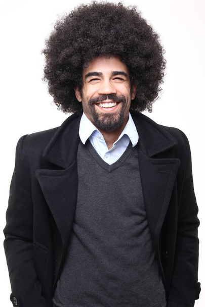 Happy black man posing on white background - Foto, Bild