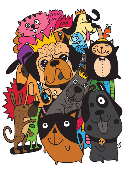 Animali. Cani sfondo vettoriale. Animali domestici disegnati a mano Doodles. Gatti e cani carini, illustrazione vettoriale
 - Vettoriali, immagini