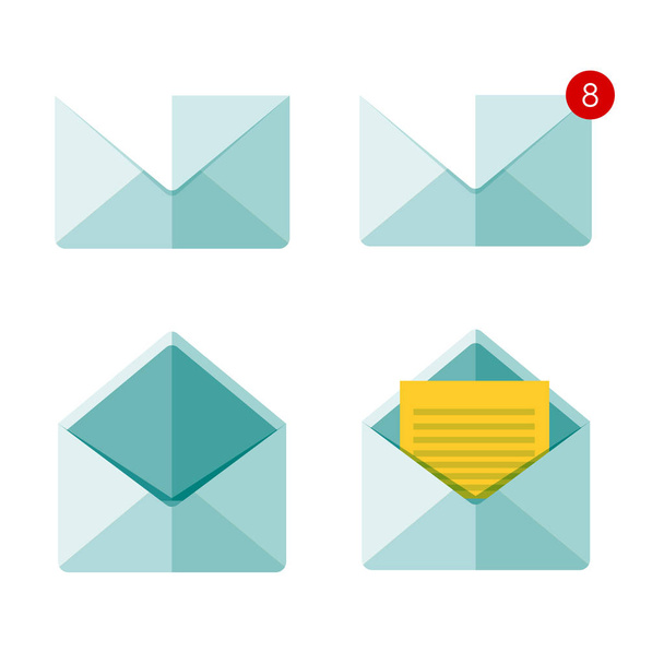 Vector illustration. Flat envelope. Emailing and global communication. Letter. Social network. - Vetor, Imagem