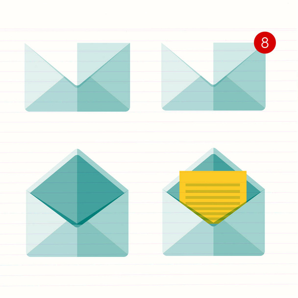 Vector illustration. Flat envelope. Emailing and global communication. Letter. Social network. - Vector, imagen