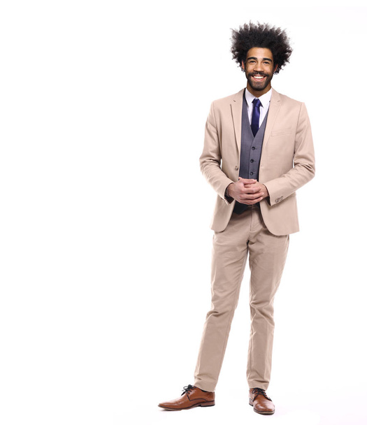 Happy black man in business suit - Φωτογραφία, εικόνα