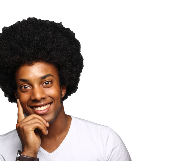 Young afro-american man is smiling  - Φωτογραφία, εικόνα