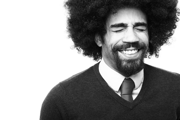 Happy black man on black and white thone - Valokuva, kuva