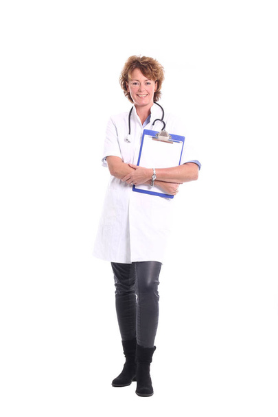 Female doctor on white background - 写真・画像