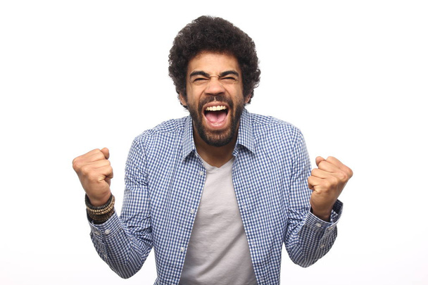 Screaming black man on white background - Foto, Imagem