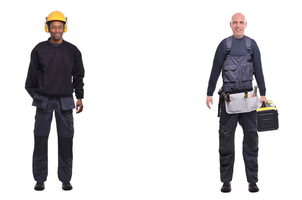 Smiling workers on white background - Foto, immagini