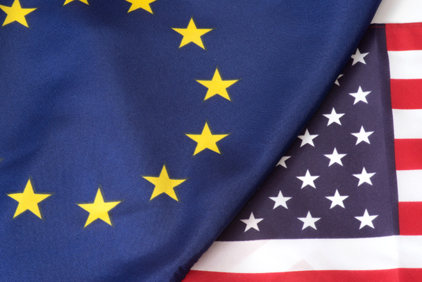 Flags of the USA and the EU - 写真・画像