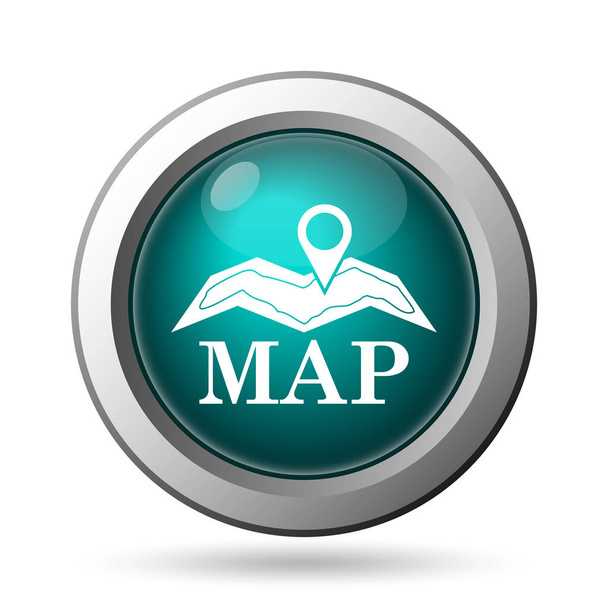 地図のアイコン。白い背景の上のインター ネット ボタン - 写真・画像