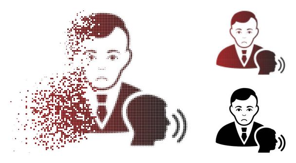 Traurige bewegende Pixel-Halbton-Psychotherapeuten besuchen Ikone - Vektor, Bild