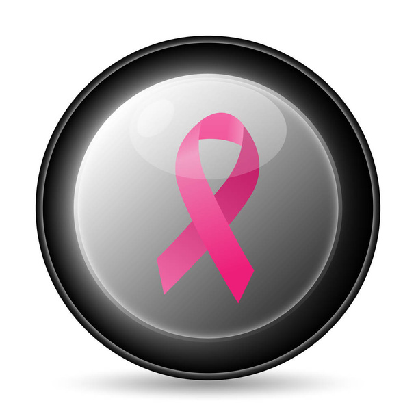 乳房がんリボン アイコン。白い背景の上のインター ネット ボタン - 写真・画像