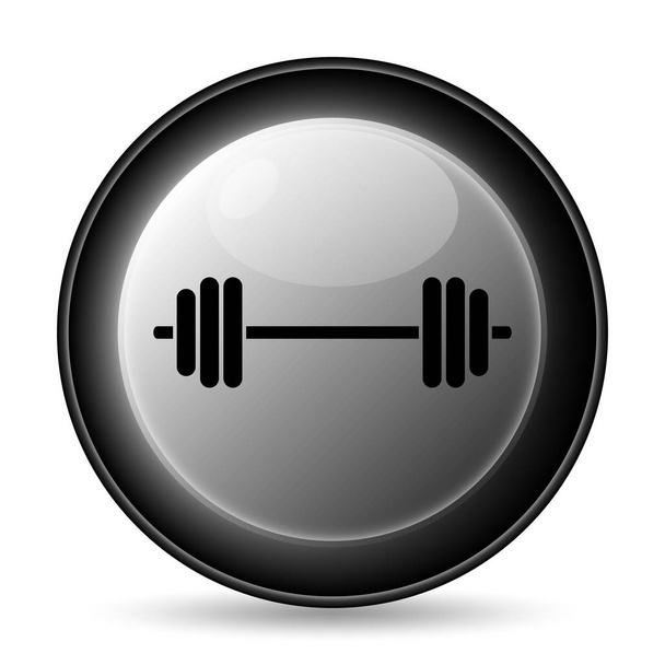 Gewichtheffen-pictogram. Internet knop op witte achtergrond - Foto, afbeelding